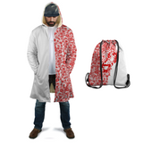 Lee's Excellent Hooded Coat with Unicorn - Red Roses on White [with Bag]